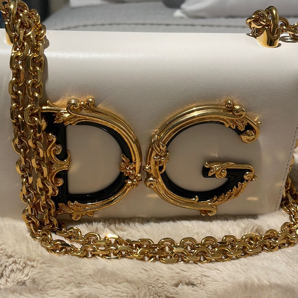 D&G Gold and White Baroque Shoulder Bag